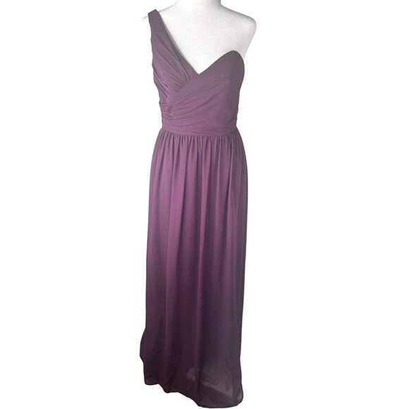 Alfred Angelo One-Shoulder Purple Chiffon Bridesmaid/Prom/Formal Dress Size 6 - Picture 11 of 13